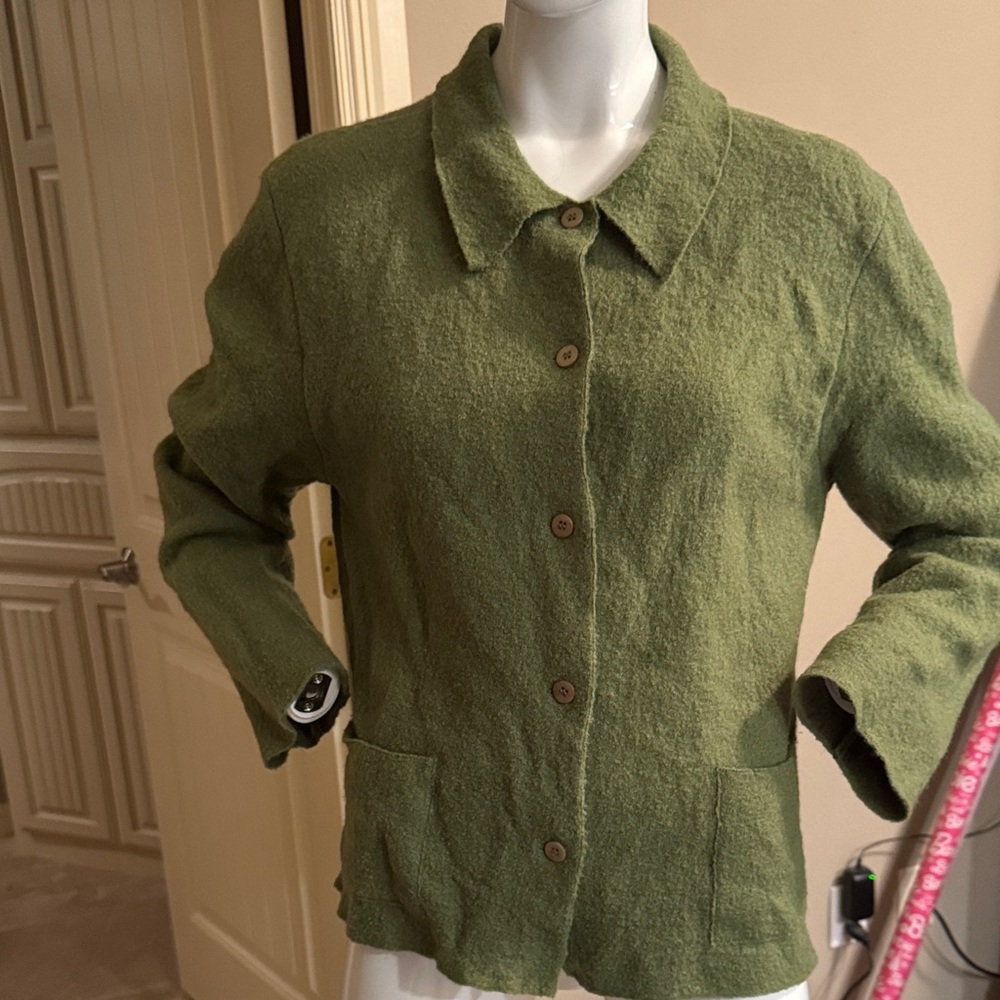 Vintage Herman Geist 100% Wool Olive Green Women's Jacket-Sz Medium